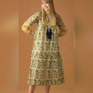 SZ BLOCKPRINTS - SILK JODHPUR DRESS - PADRA PRINT - MEDIUM - SLOW FASHION